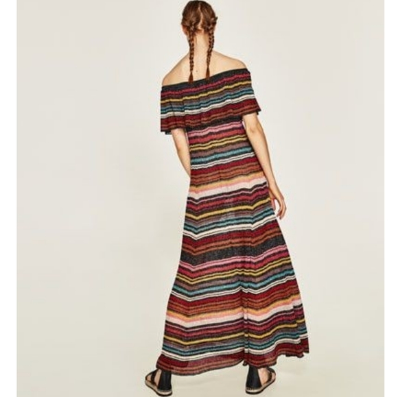 Zara | Multicoloured Striped Knit Maxi Dress - Picture 3 of 13